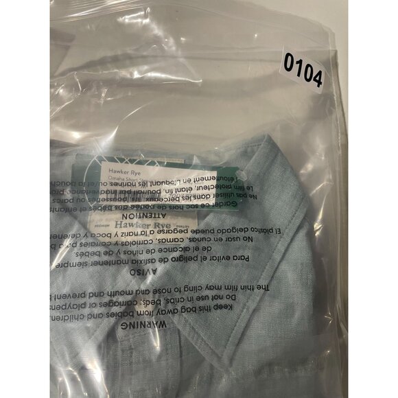 Hawker Rye Slim Fit Stretch Short Sleeve Button-Up Shirt Medium Blue - Picture 12 of 13